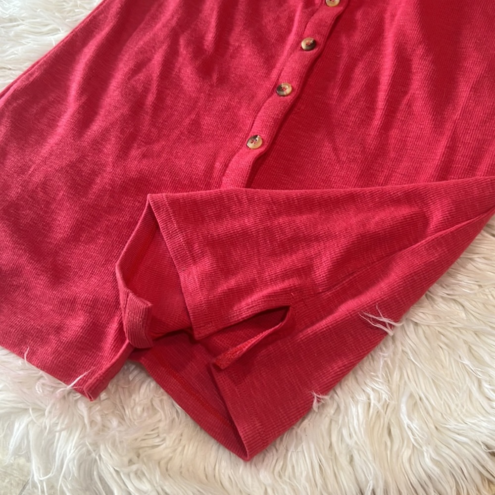 Free People beach ribbed pink button down dress - Picture 6 of 8